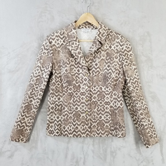 Vtg St John Sport Pant Suit Women M Brown Basket Weave Straight Leg USA Eclectic - Picture 8 of 16